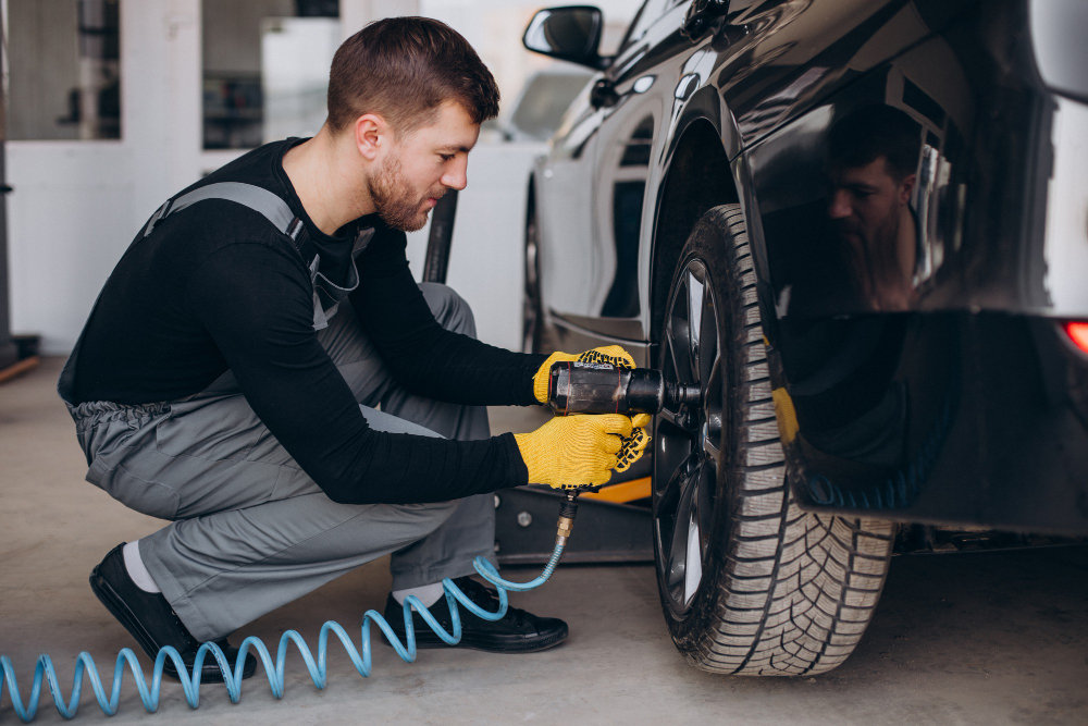 Seasonal tire swap in the Vivid Detailing bay